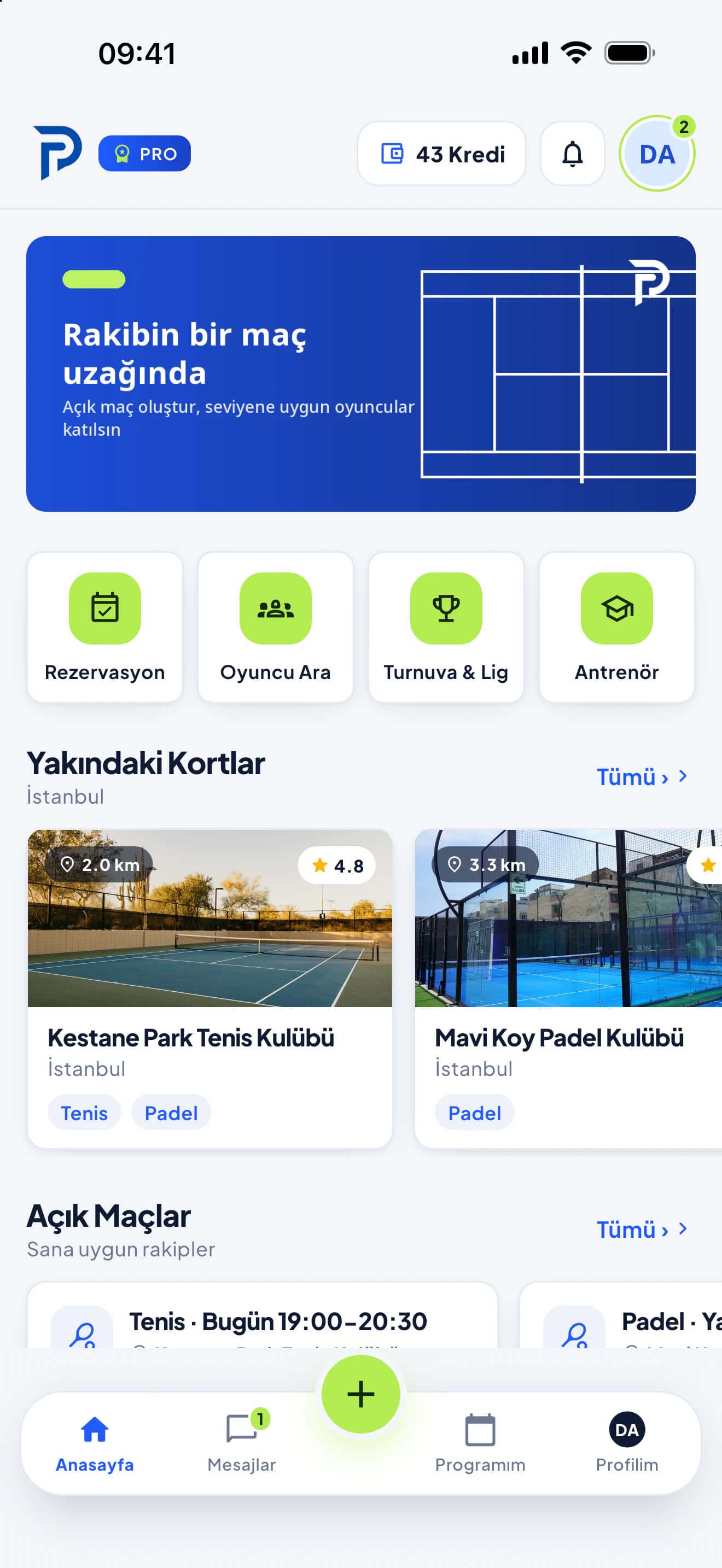 PFM uygulamasının ana sayfası